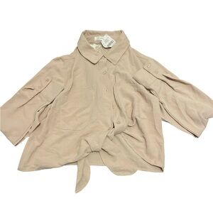 Tie-Front Button Down Shirt — cream